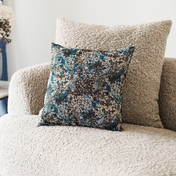 Blossom blauw bruin geweven kussen - 45x45 cm