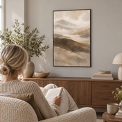 Stillness Beyond the Hills - poster in a Scandinavian living room
