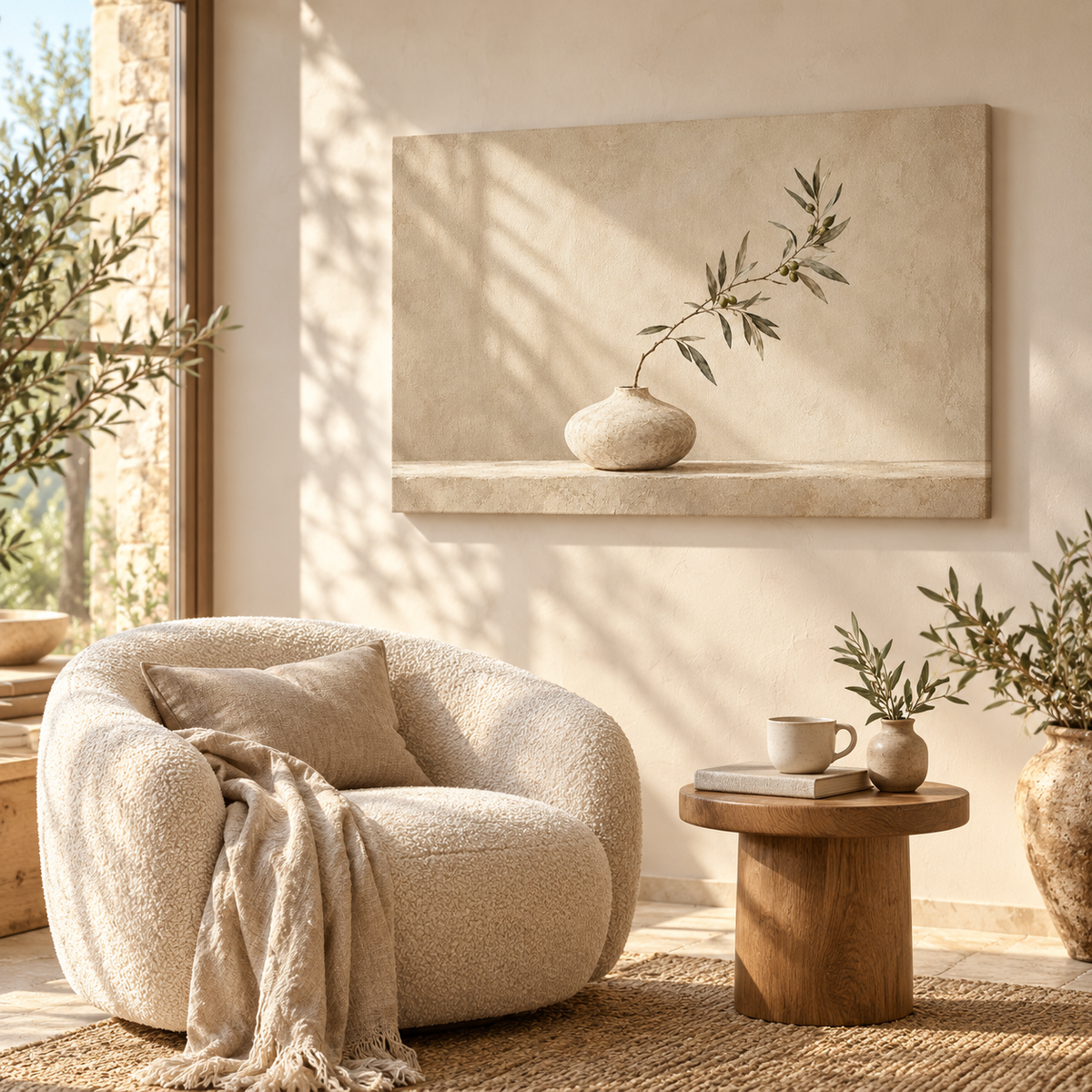 Olive Light on Linen - Quadro em tela