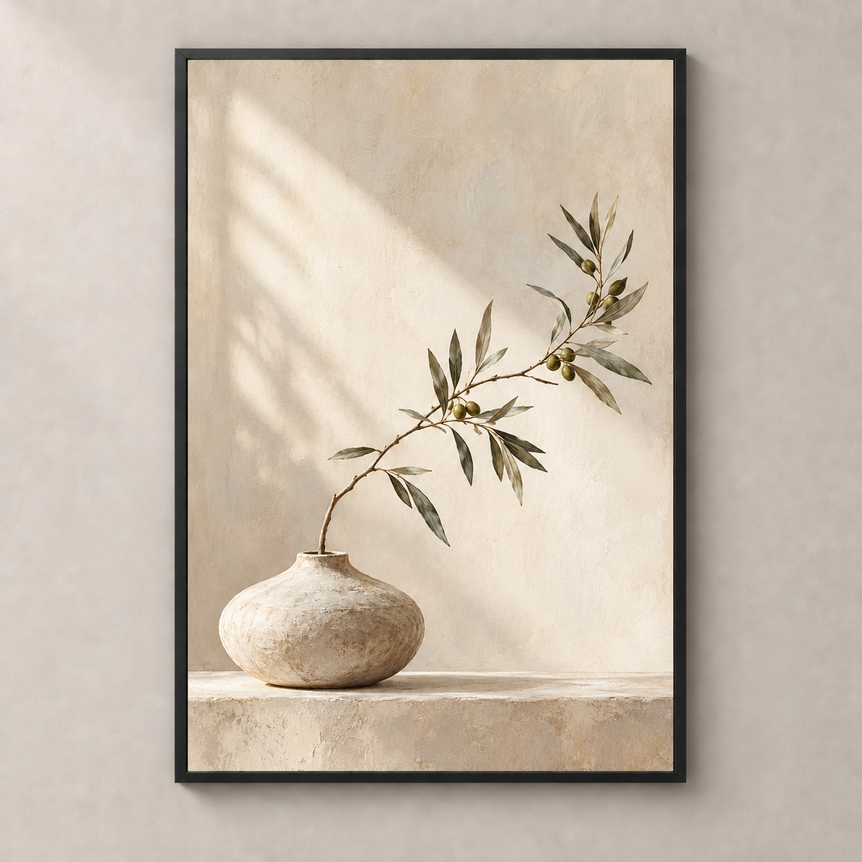 Olive Light on Linen - poster standalone mockup
