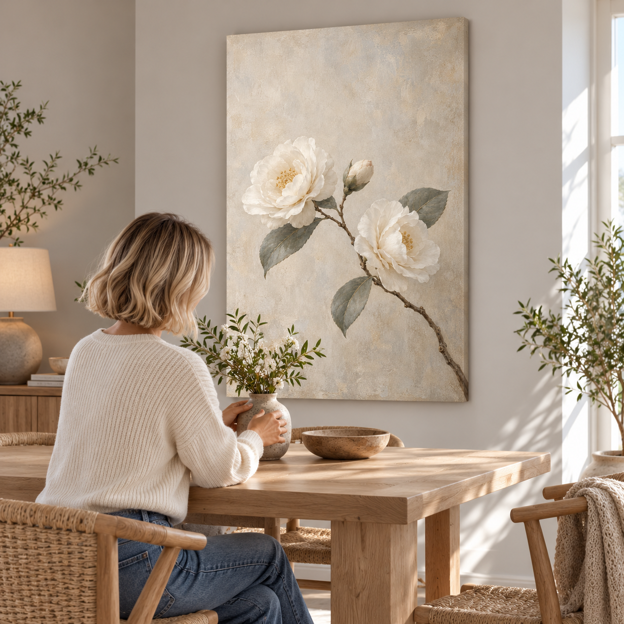 Camellia in Pale Morning - canvas UGC