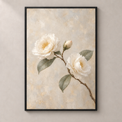 Camellia in Pale Morning - thin framed poster front view