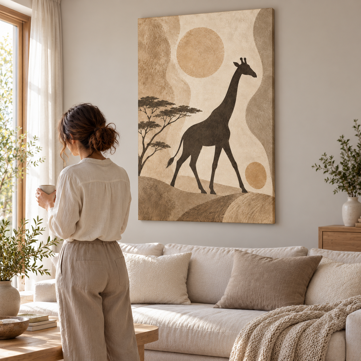 Giraffe Beneath Quiet Skies - canvas ugc mockup