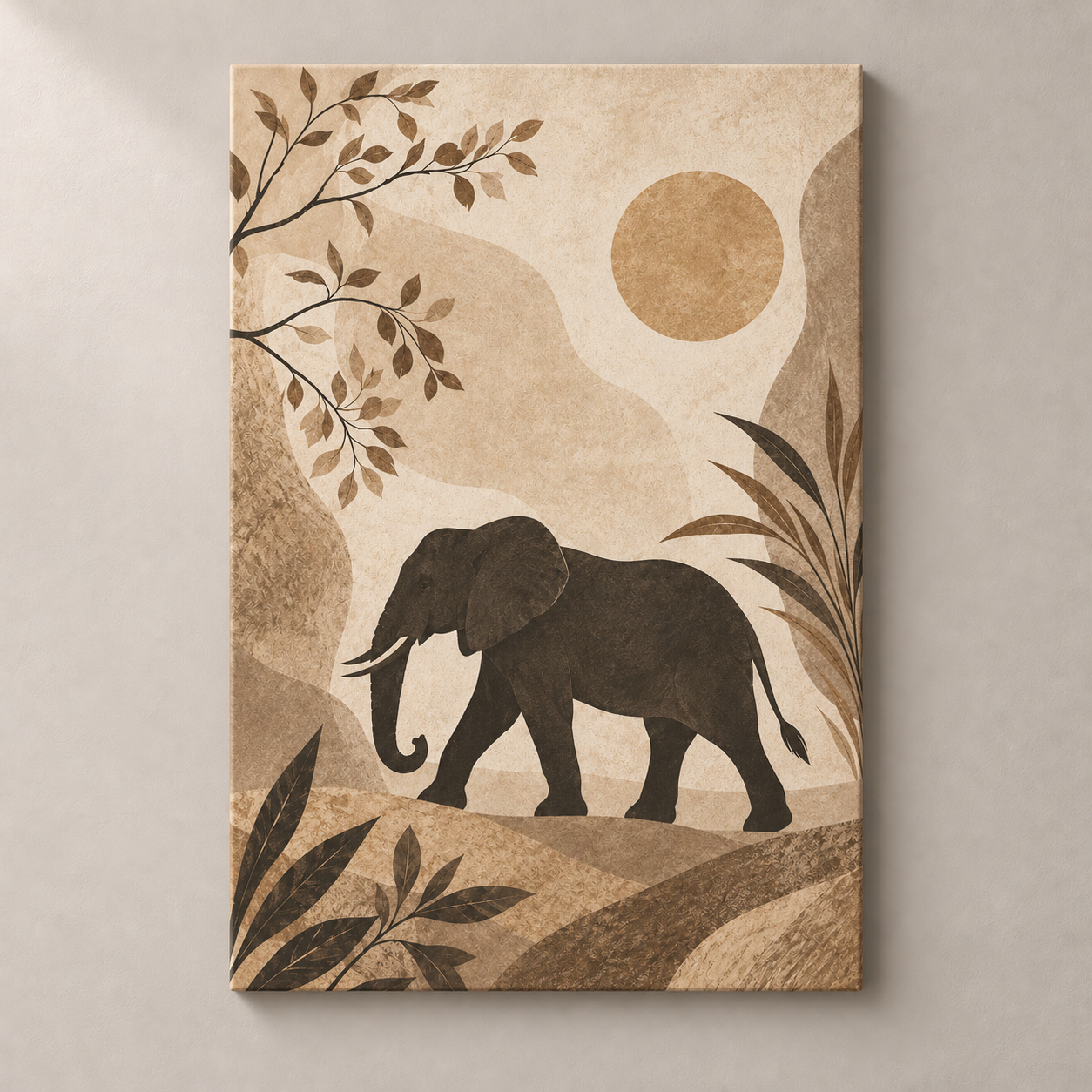 Elephant on the Quiet Plain - canvas standalone mockup