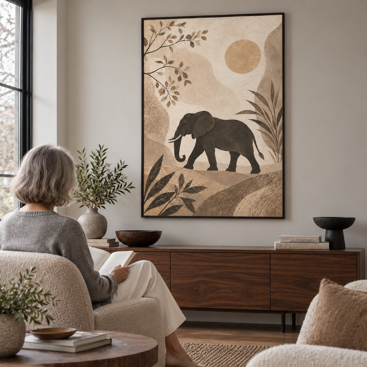 Elephant on the Quiet Plain - poster ugc mockup