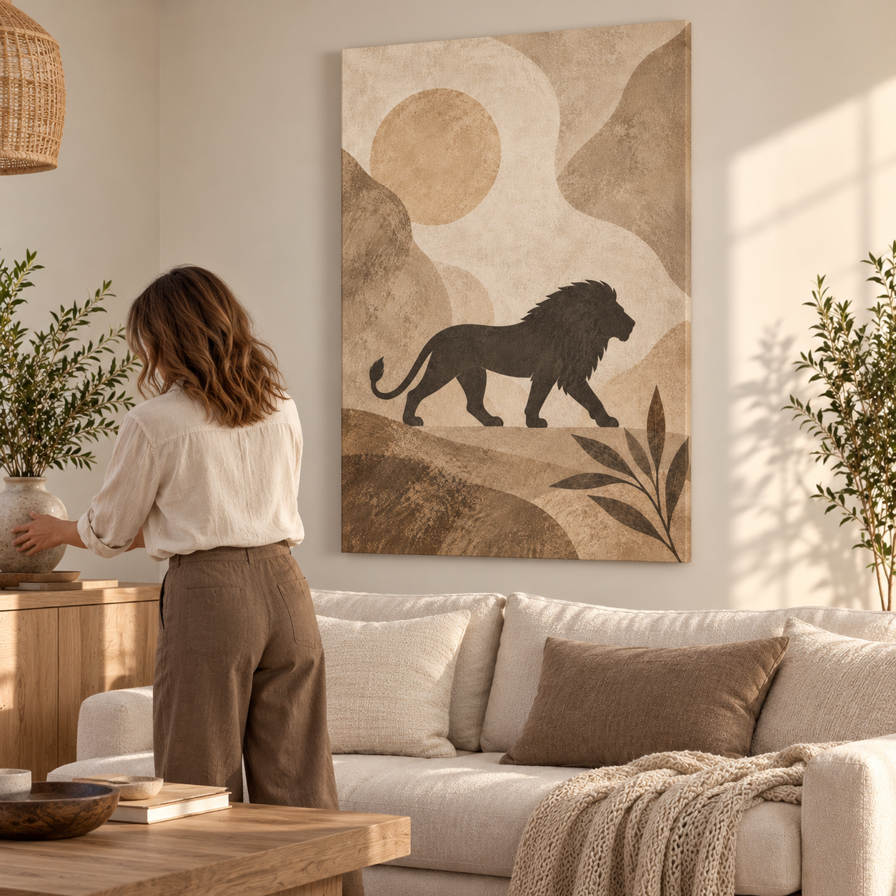 Lion in Soft Earth - canvas ugc mockup