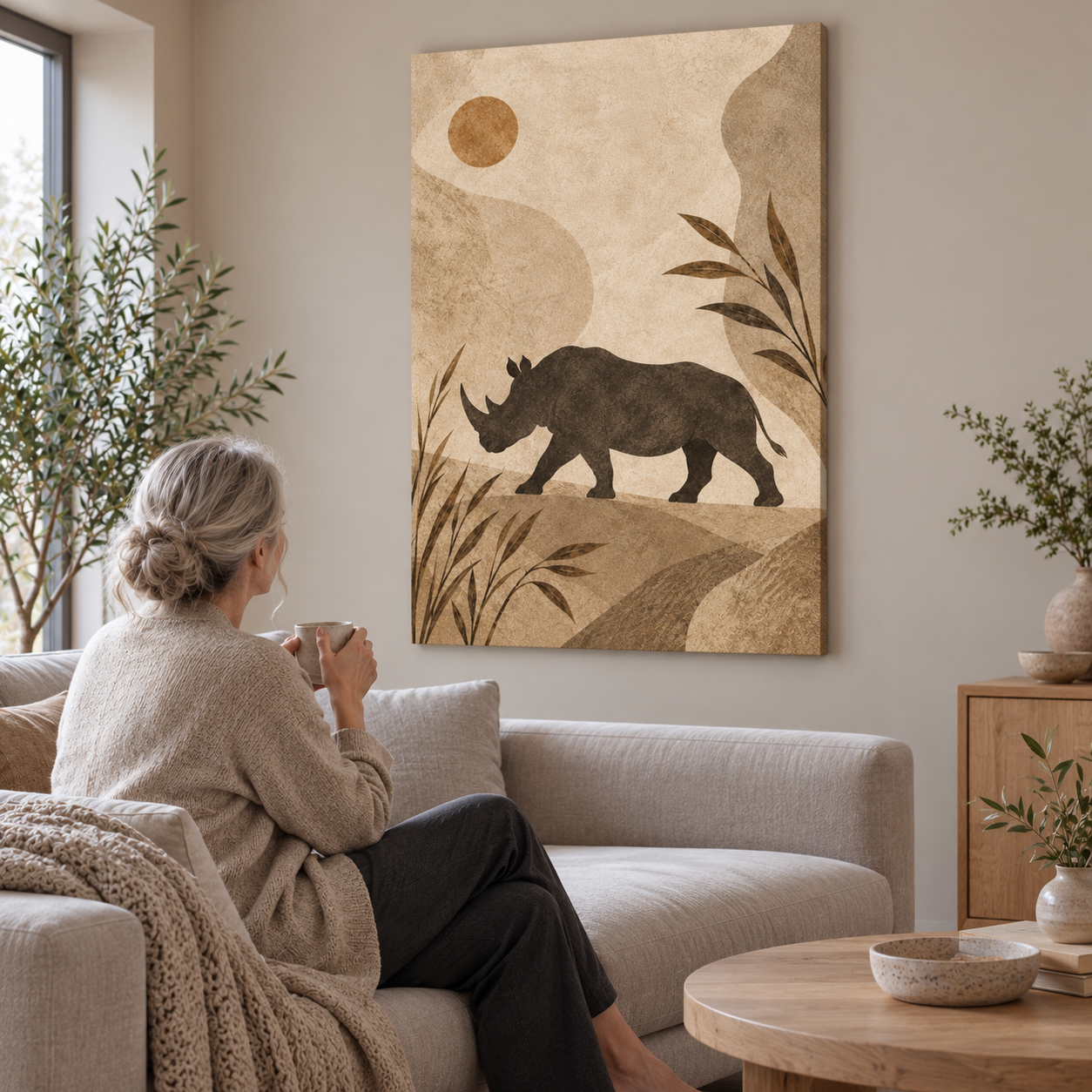 Rhino Across the Dust - canvas ugc mockup