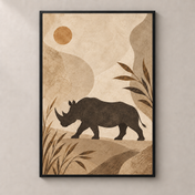 Rhino Across the Dust - poster standalone mockup