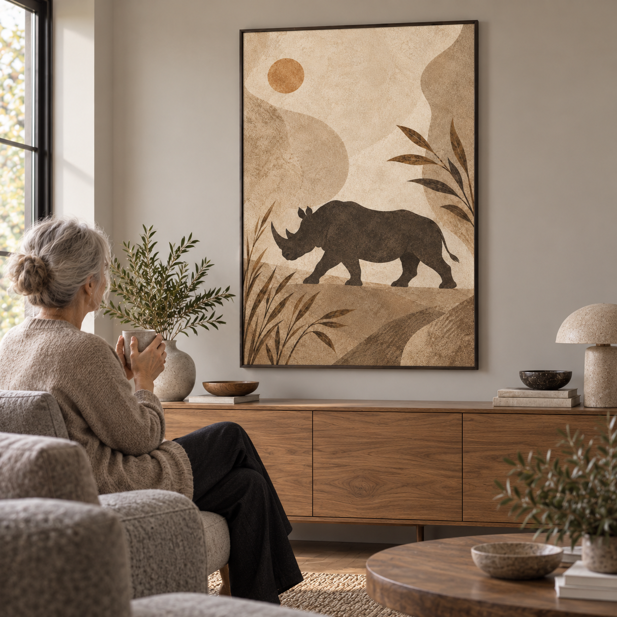 Rhino Across the Dust - poster ugc mockup