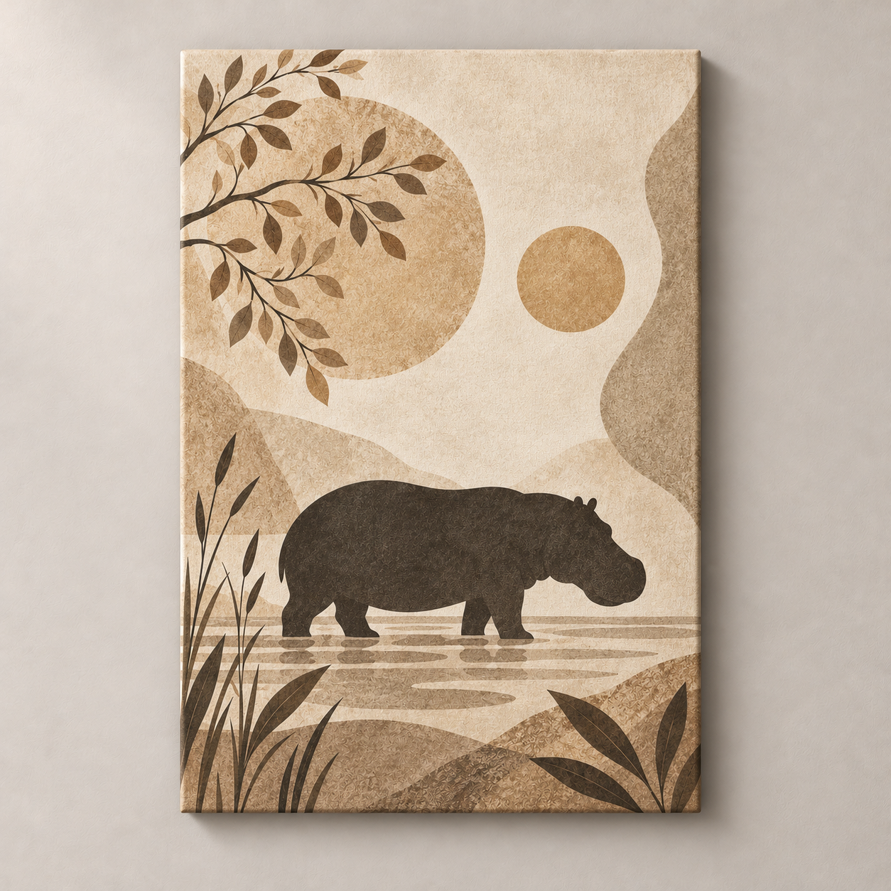 Hippo in Still Waters - canvas standalone mockup