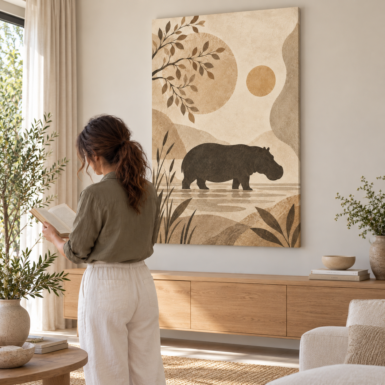 Hippo in Still Waters - canvas ugc mockup