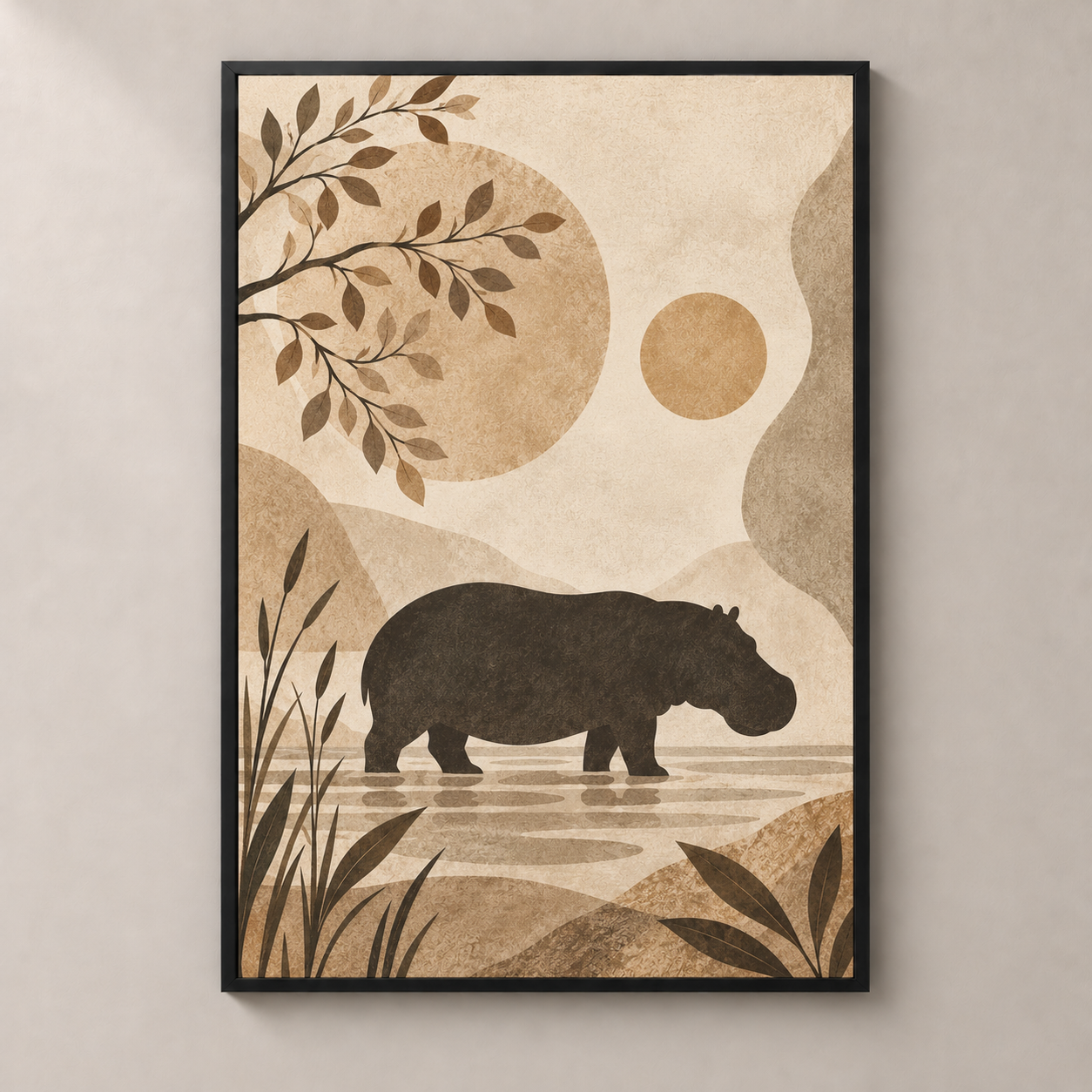 Hippo in Still Waters - poster standalone mockup