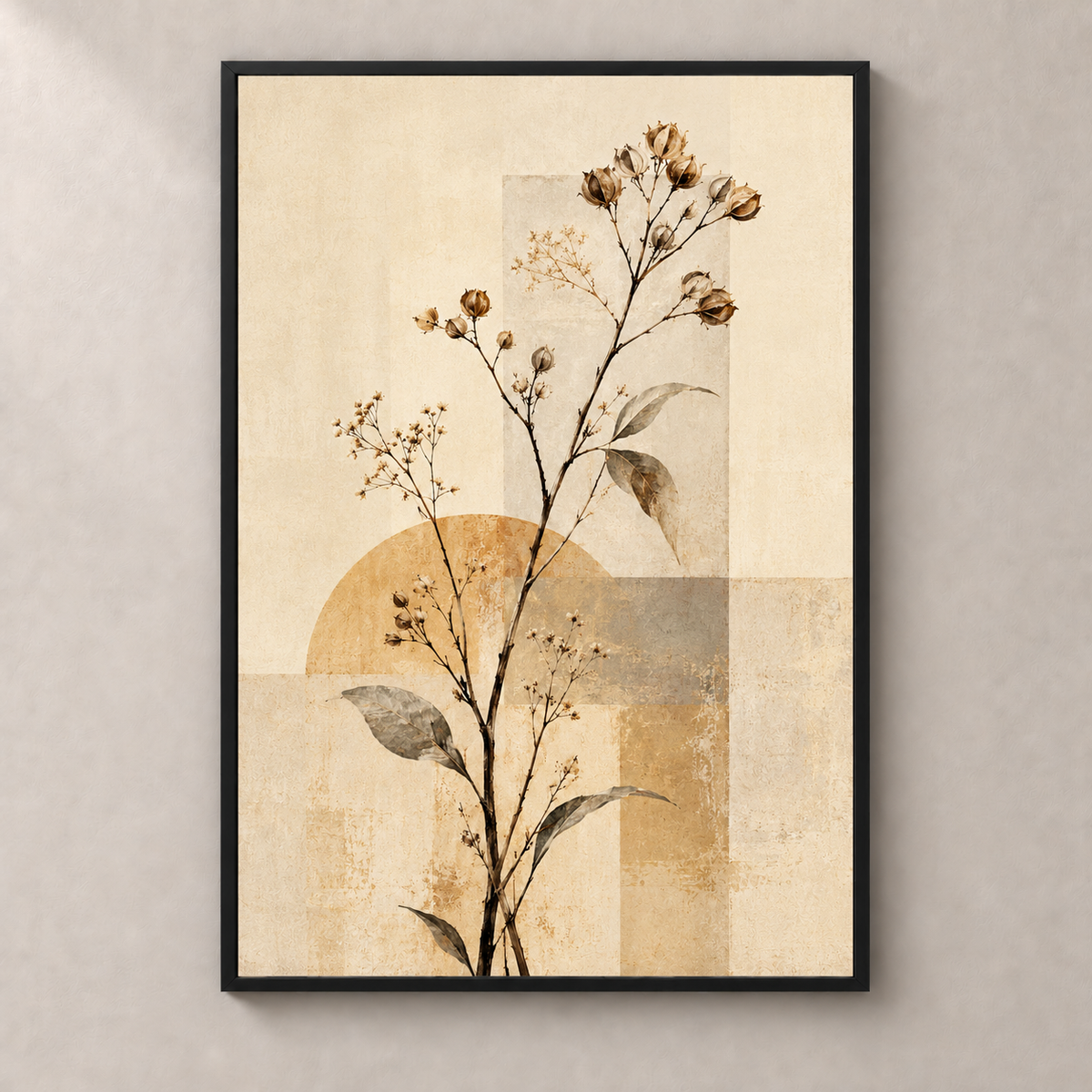Ivory Blooms on Ochre - Poster