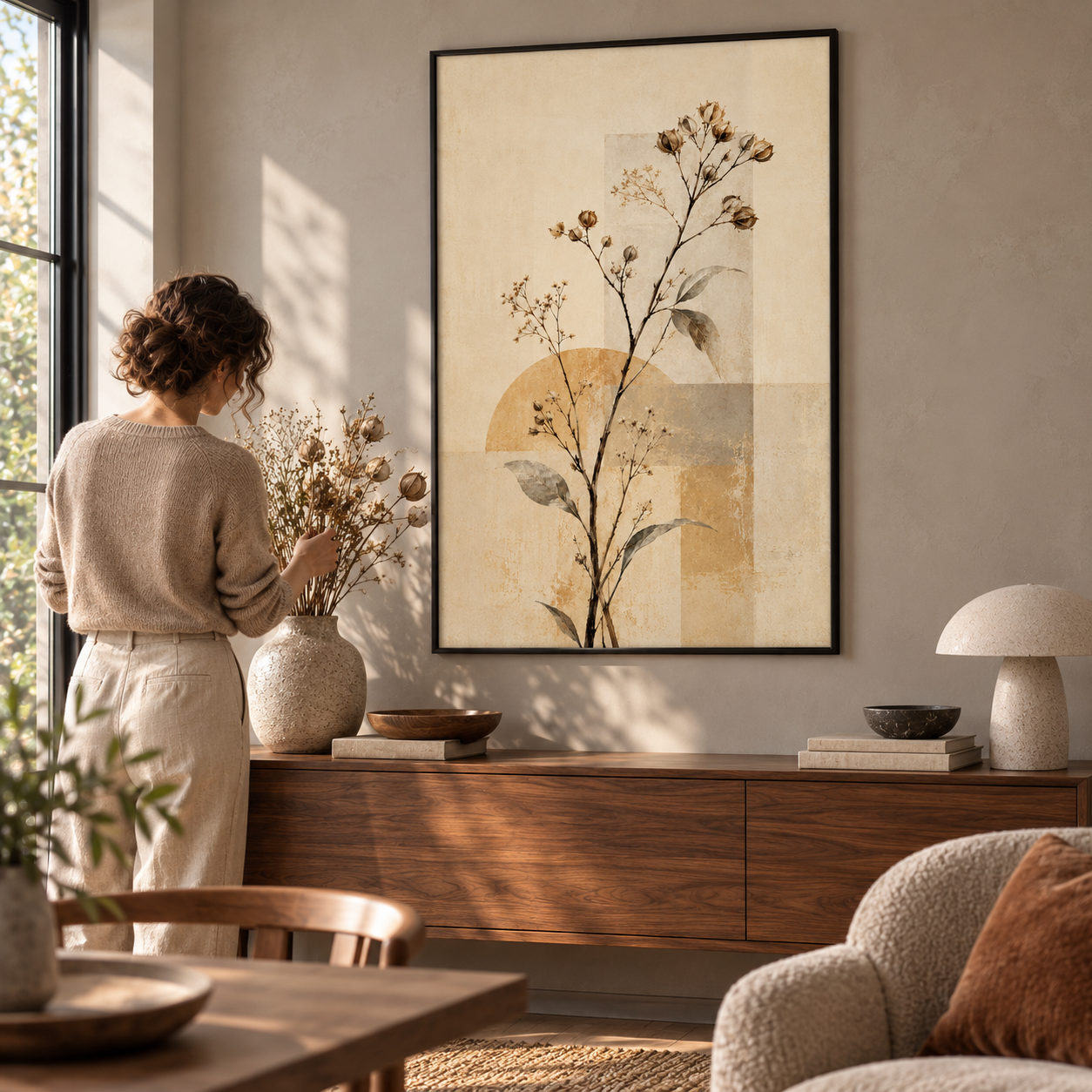 Ivory Blooms on Ochre - Poster ugc