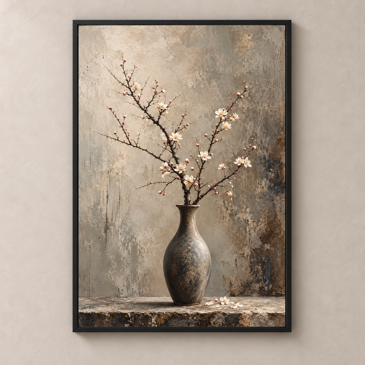 Plum Blossom on Stone - Poster