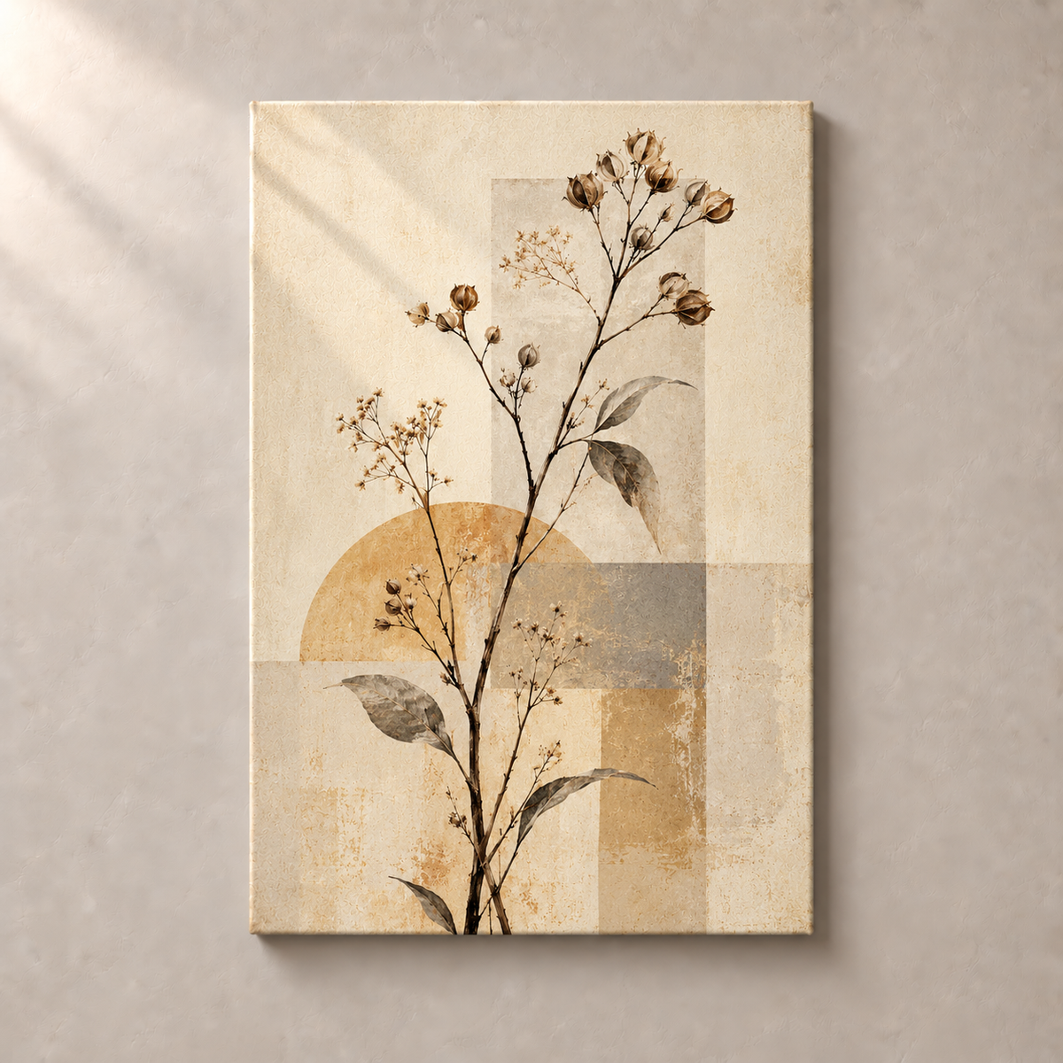 Ivory Blooms on Ochre - Canvas