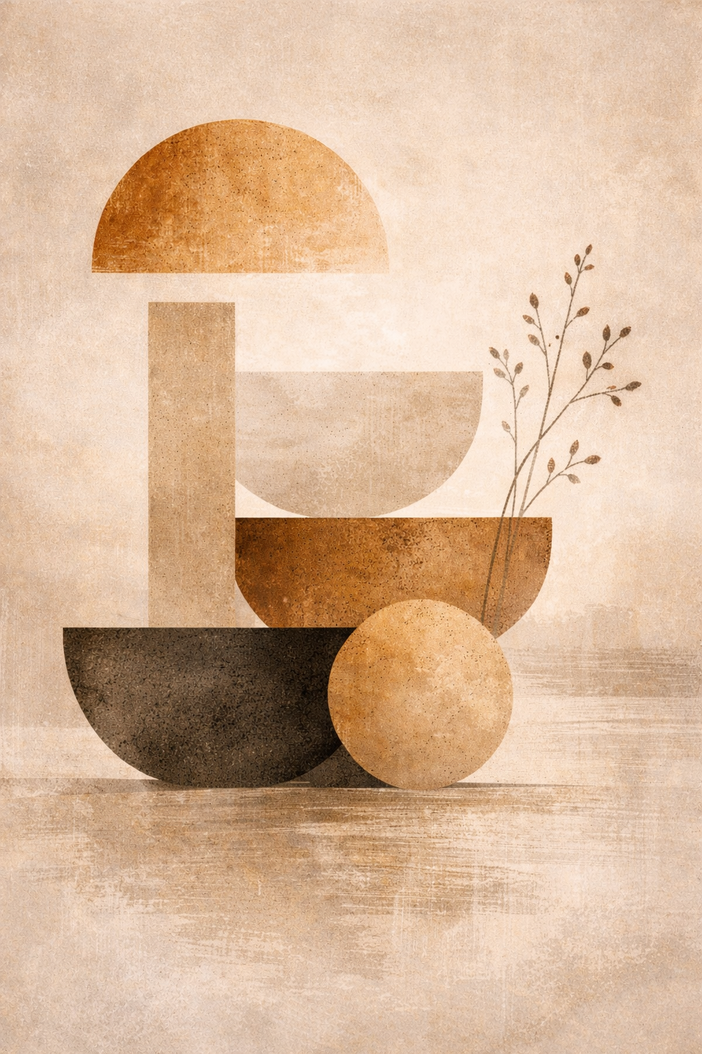 Japandi aardetonen en geometrische vormen - classic art