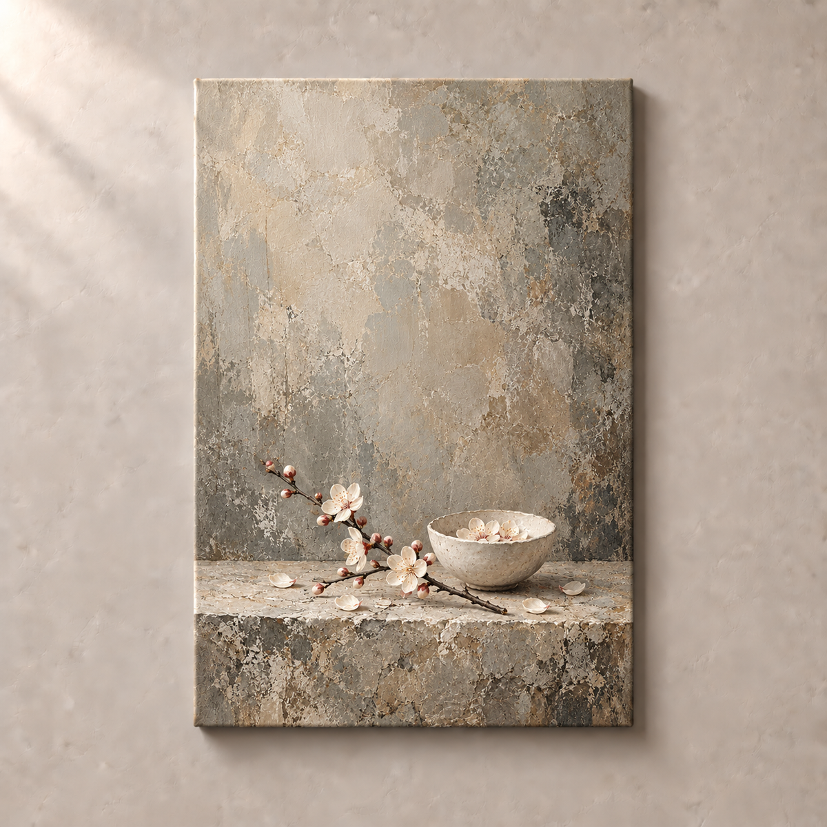 Plum Blossom on Stone No.4 - Canvas