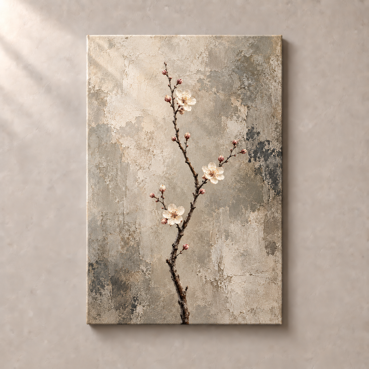 Plum Blossom on Stone No.2 - Canvas
