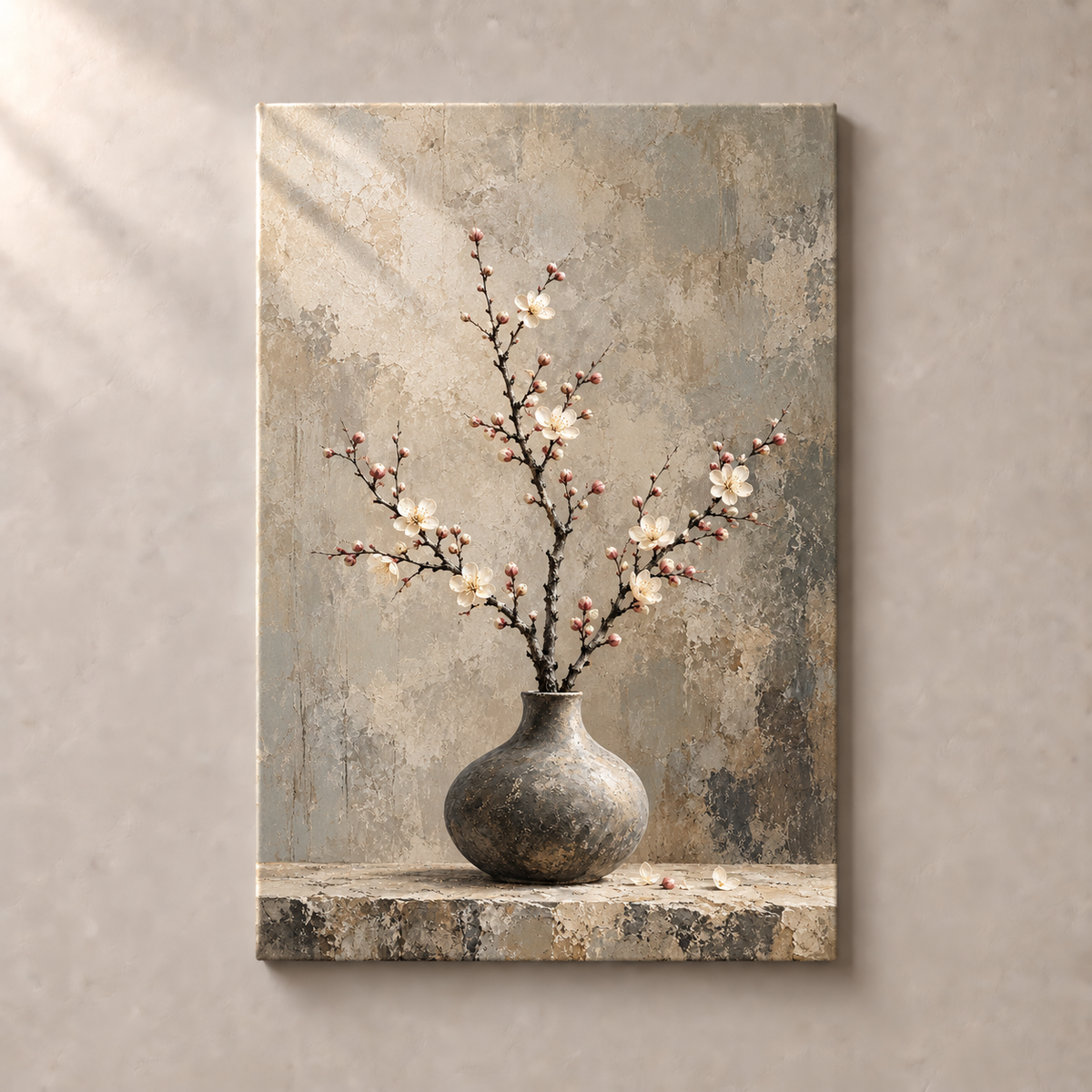 Plum Blossom on Stone No.3 - Canvas