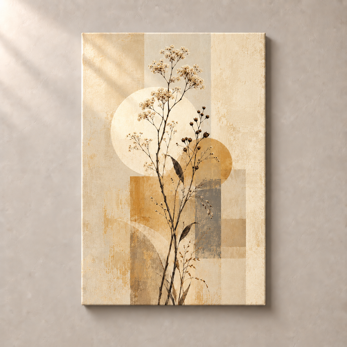 Ivory Blooms on Ochre No.2 - Canvas