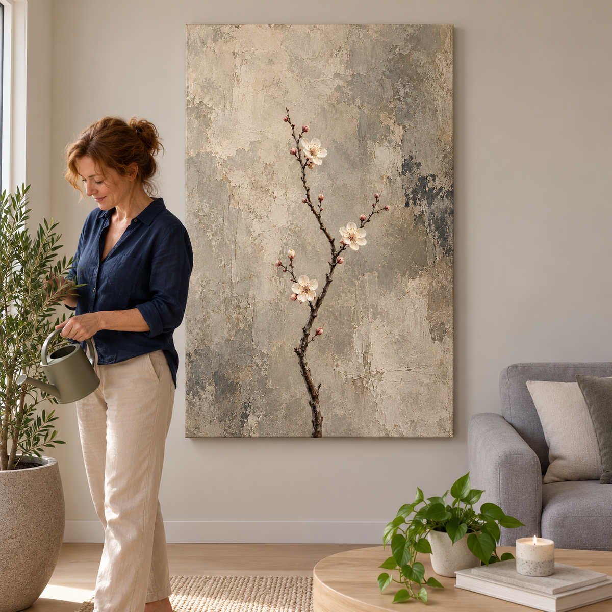 Plum Blossom on Stone No.2 - Canvas