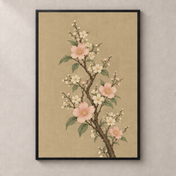 Blush Japandi poster in a slim black frame
