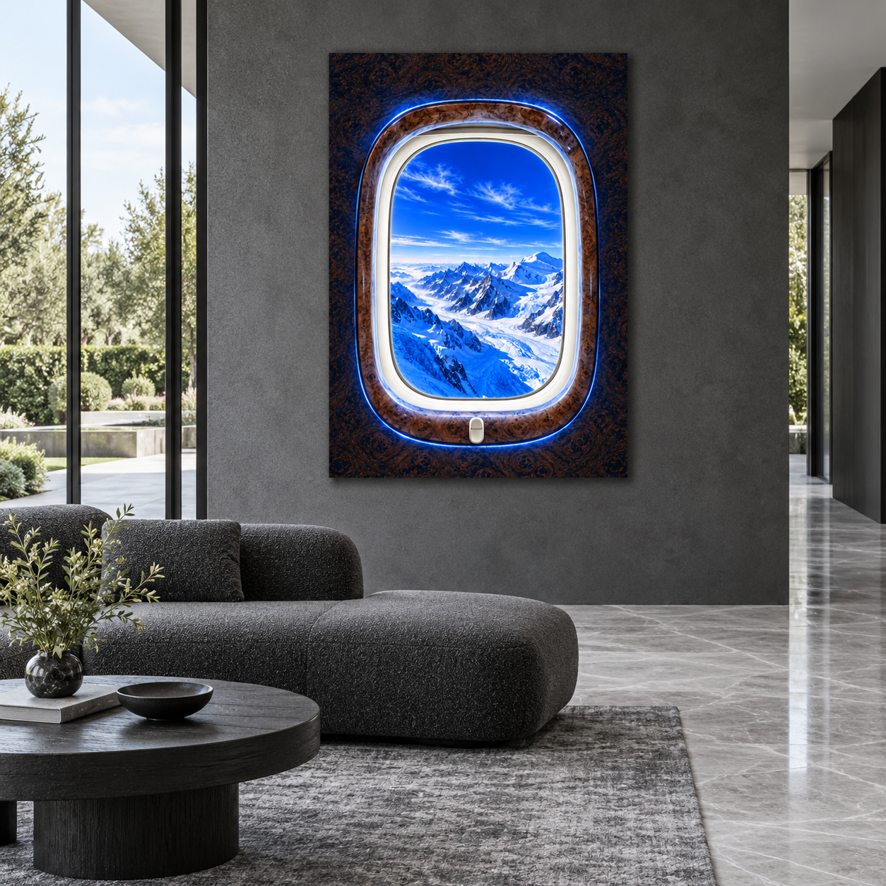 Cobalt Ascent — Villa living room interior mockup