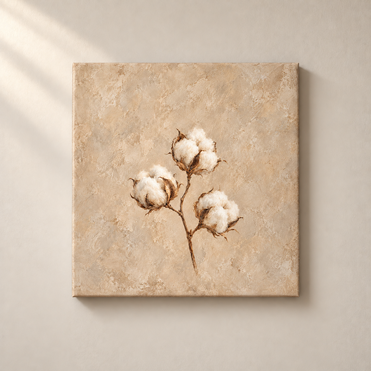Cotton in Warm Clay frameless square canvas