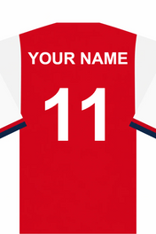 Personalised Football Shirt – Red with White Sleeves - Canvas