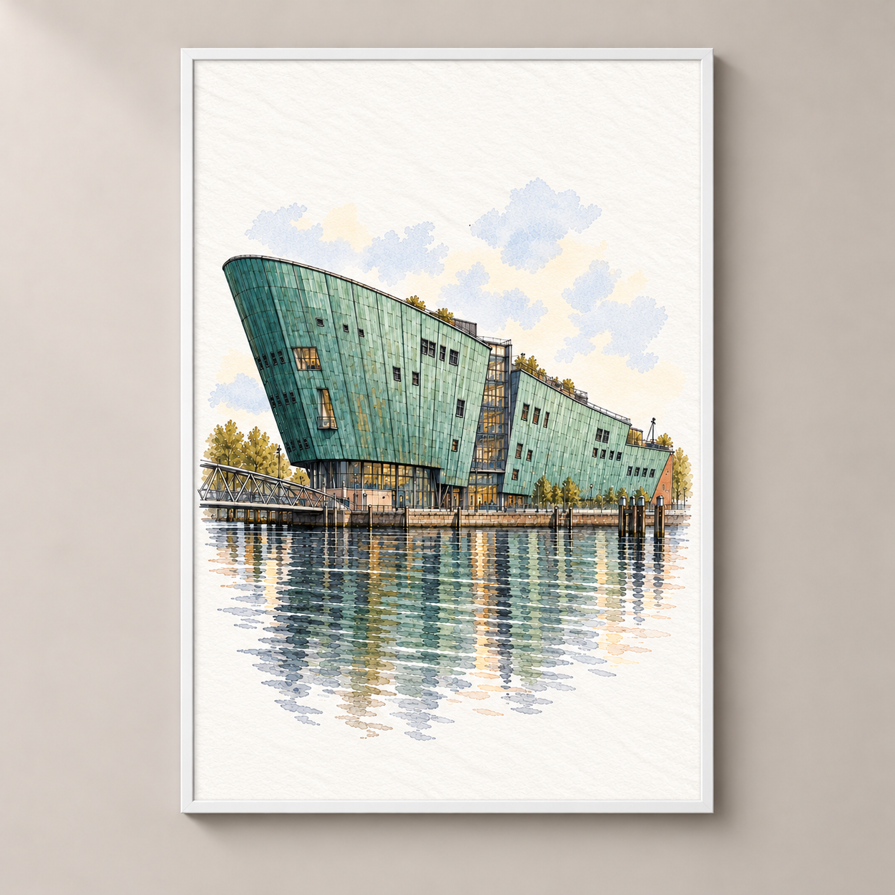 NEMO Science Museum – poster standalone mockup on beige wall