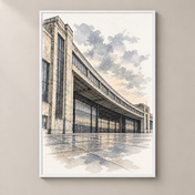 Tempelhof in Quiet Architectural Lines – poster standalone mockup on beige wall