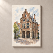 De Waag in Delft – canvas standalone mockup on beige wall
