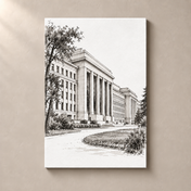 Geneva palais-des-nations canvas standalone mockup on beige wall