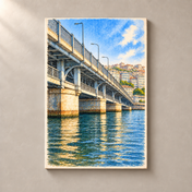 Galata Bridge over the Golden Horn – canvas standalone mockup on beige wall