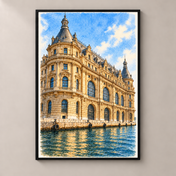 Haydarpaşa Terminal by the Water – poster standalone mockup on beige wall