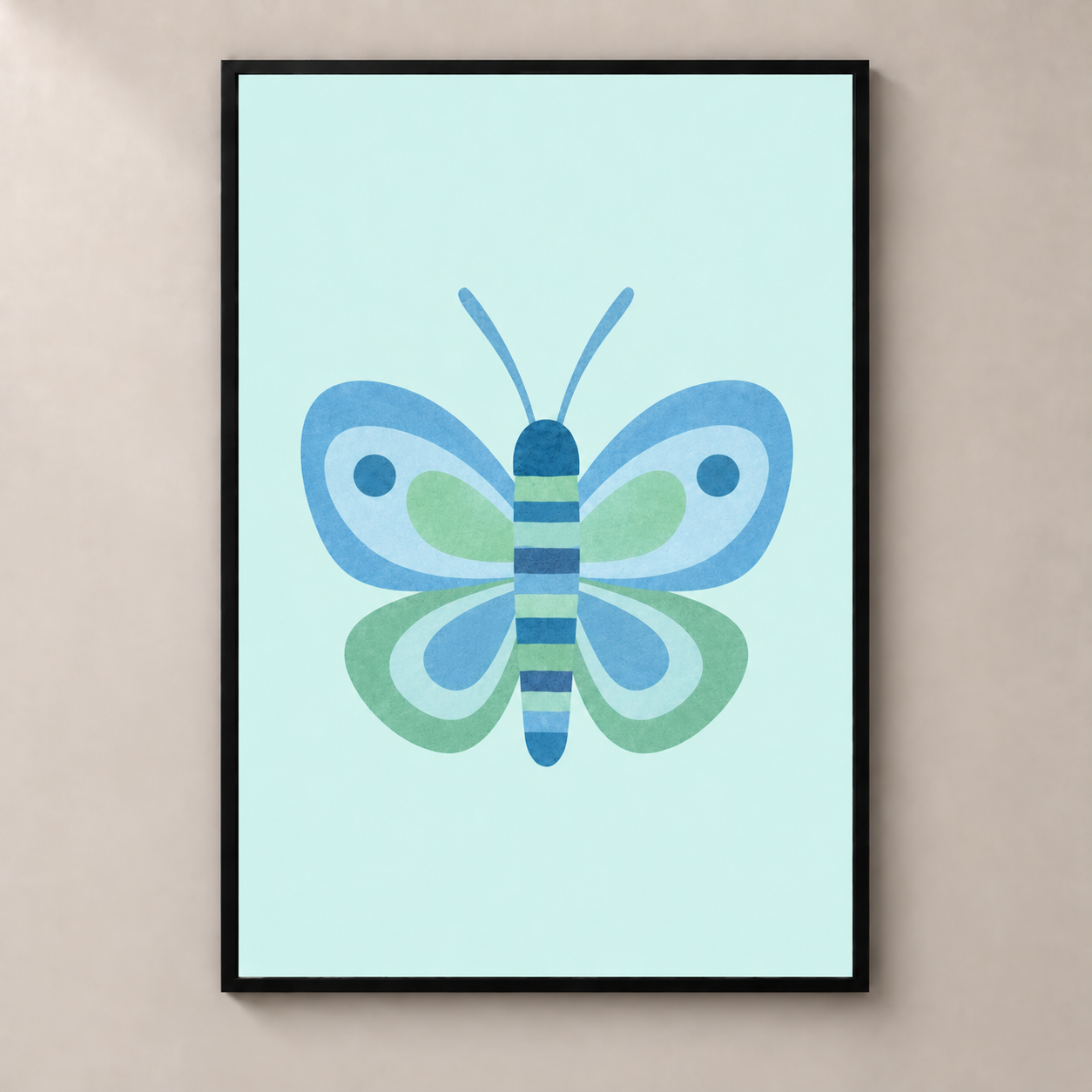 Little Butterfly in Blue and Sage poster standalone mockup