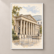 British Museum in Soft Watercolour – poster standalone mockup on beige wall