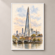 The Shard above London – poster standalone mockup on beige wall