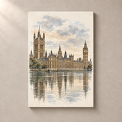 Westminster by the Thames – canvas standalone mockup on beige wall