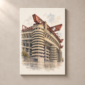 San Siro Stadium in Watercolour canvas standalone mockup