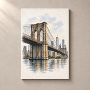 Brooklyn Bridge over the East River canvas standalone mockup