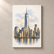 One World Trade Center above the Hudson canvas standalone mockup