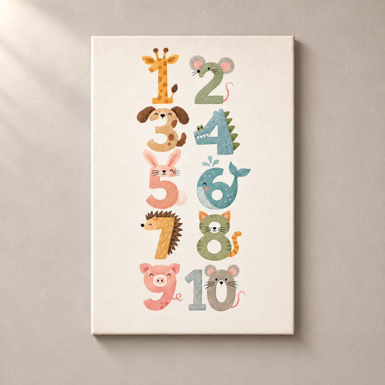 Animal Numbers Parade canvas standalone mockup