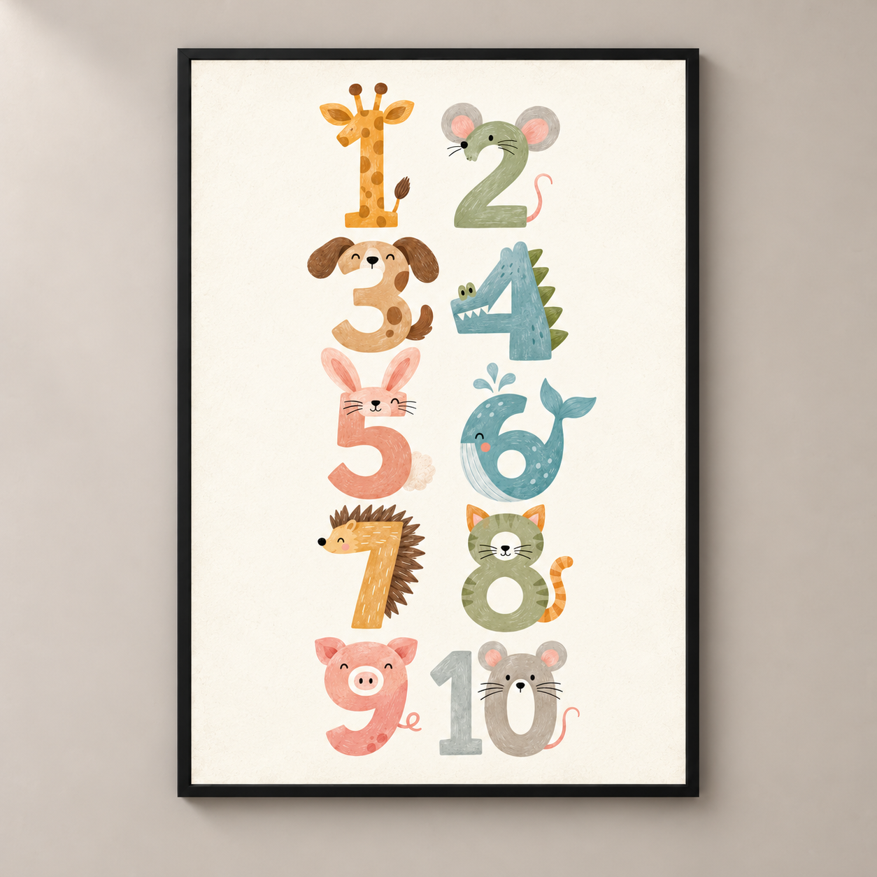 Animal Numbers Parade poster standalone mockup