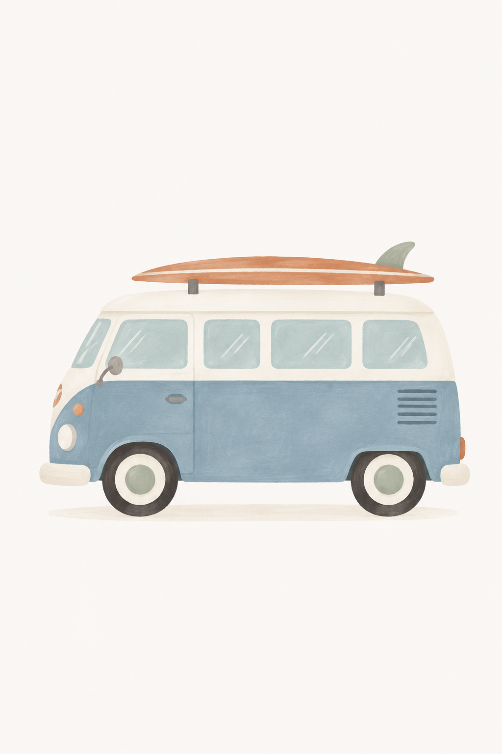 Blue Surf Van, vertical nursery artwork