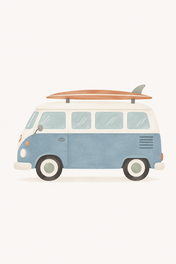 Blue Surf Van, vertical nursery artwork