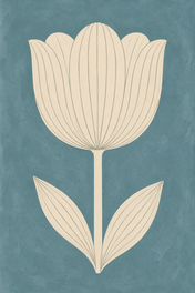 Ivory Tulip on Teal, vertical nursery artwork