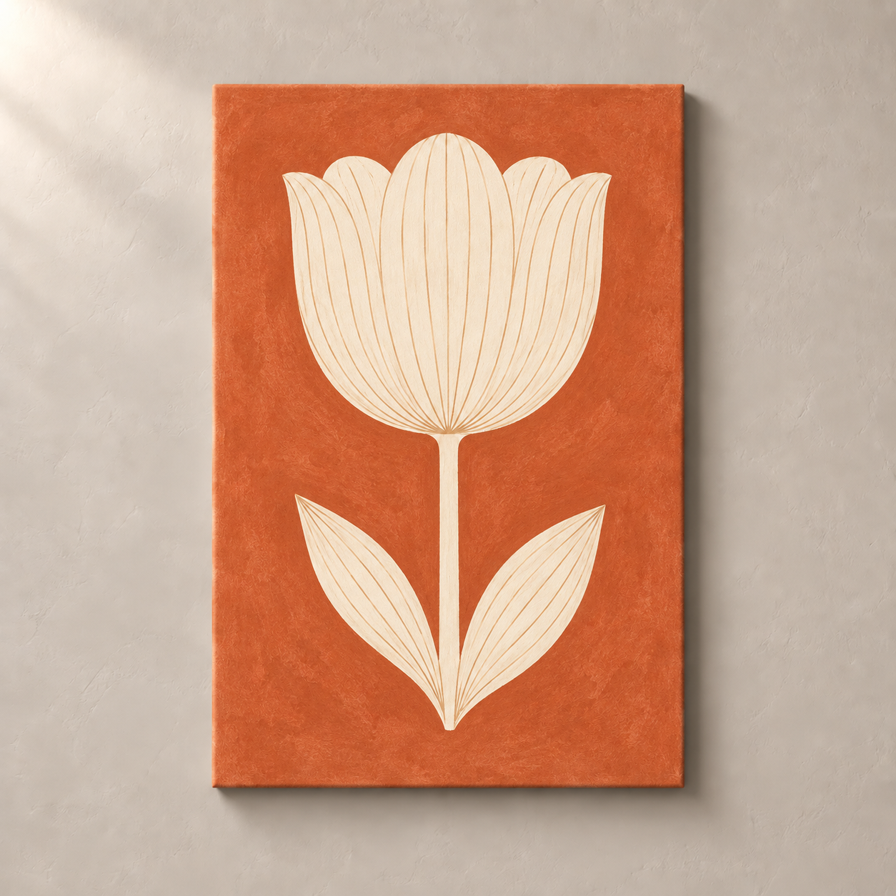 Ivory Tulip on Terracotta canvas standalone mockup