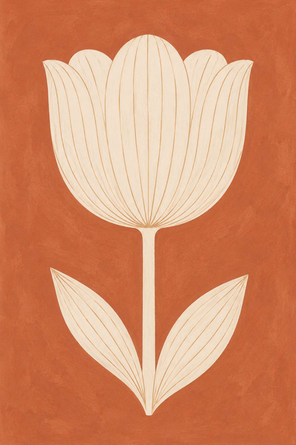 Ivory Tulip on Terracotta, vertical nursery artwork